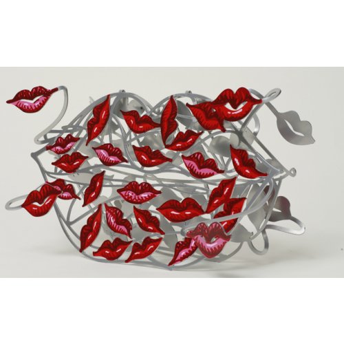 One Hundred Kisses Free Standing Double Sided Lips Sculpture - David Gerstein