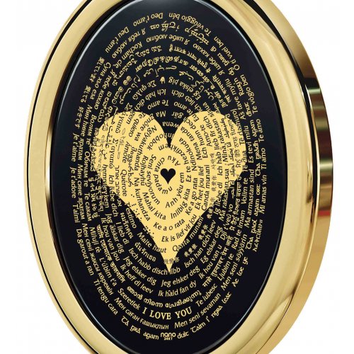 Onyx Gold Plate I Love You Pendant - Nano