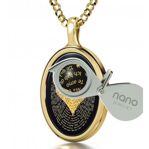 Onyx Gold Plate I Love You Pendant - Nano
