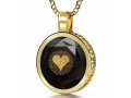 Onyx Round Gold Plate I Love You Pendant - Nano