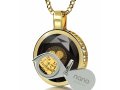 Onyx Round Gold Plate I Love You Pendant - Nano