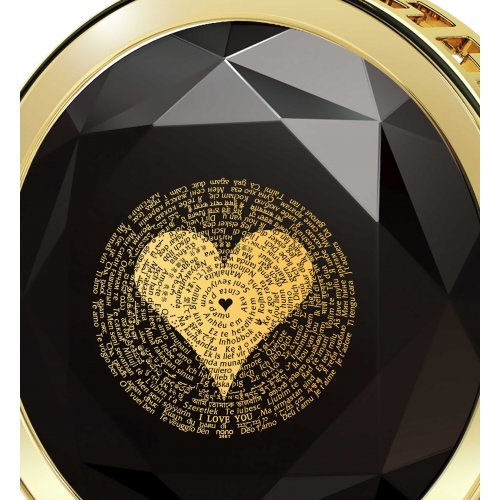 Onyx Round Gold Plate I Love You Pendant - Nano