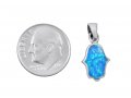 Opal Hamsa Necklace Light Blue Pendant in 925 Sterling Silver