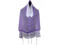 Organza Tallit Prayer Shawl Set With Decorative Floral Panel, Purple - Ronit Gur