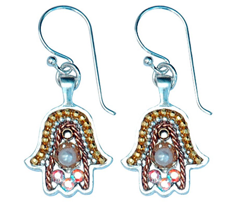 Oriental Silver Hamsa Earrings - Ester Shahaf