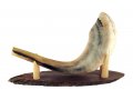 Oval Wood Shofar Stand with Kudu Horn Clips  For Rams Horn Length 11-18 Inches