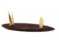 Oval Wood Shofar Stand with Kudu Horn Clips  For Rams Horn Length 11-18 Inches