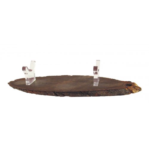 Oval Wood Stand for Shofar with Lucite Clips - For Rams Horn 11-18 Inches length
