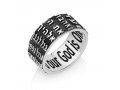 Oxidized Black Sterling Silver Ring - Shema Yisrael Prayer Words