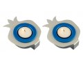 Pair Aluminum Pomegranate Candle Holders - Silver and Blue by Shraga Landesman