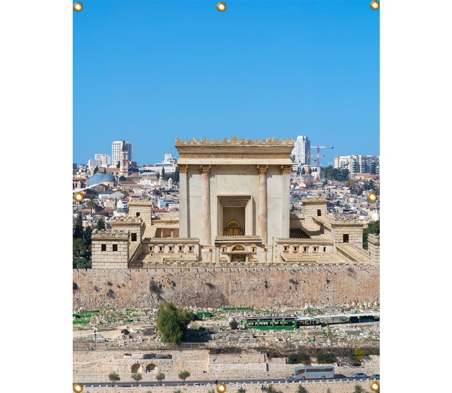 Panoramic Jerusalem Beit Hamikdash Sukkah Single-Wall Panel 6 ft Width