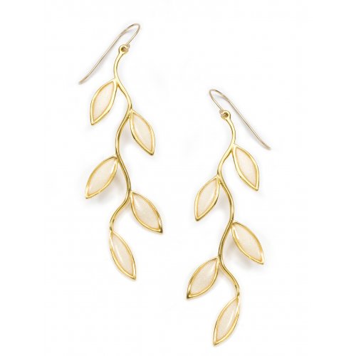 Pearl Color Olive Branch Earrings by Adina Plastelina