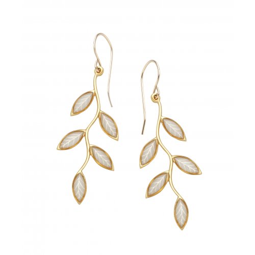 Pearly Olive Branch Earrings by Adina Plastelina