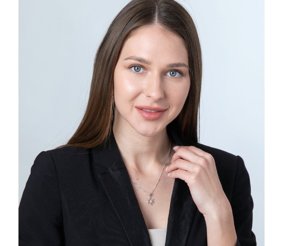 Pendant Necklace, Angular Star of David with Crystal Center - Sterling Silver