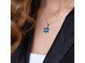 Pendant Necklace, Blue Enamel Star of David  Sterling Silver