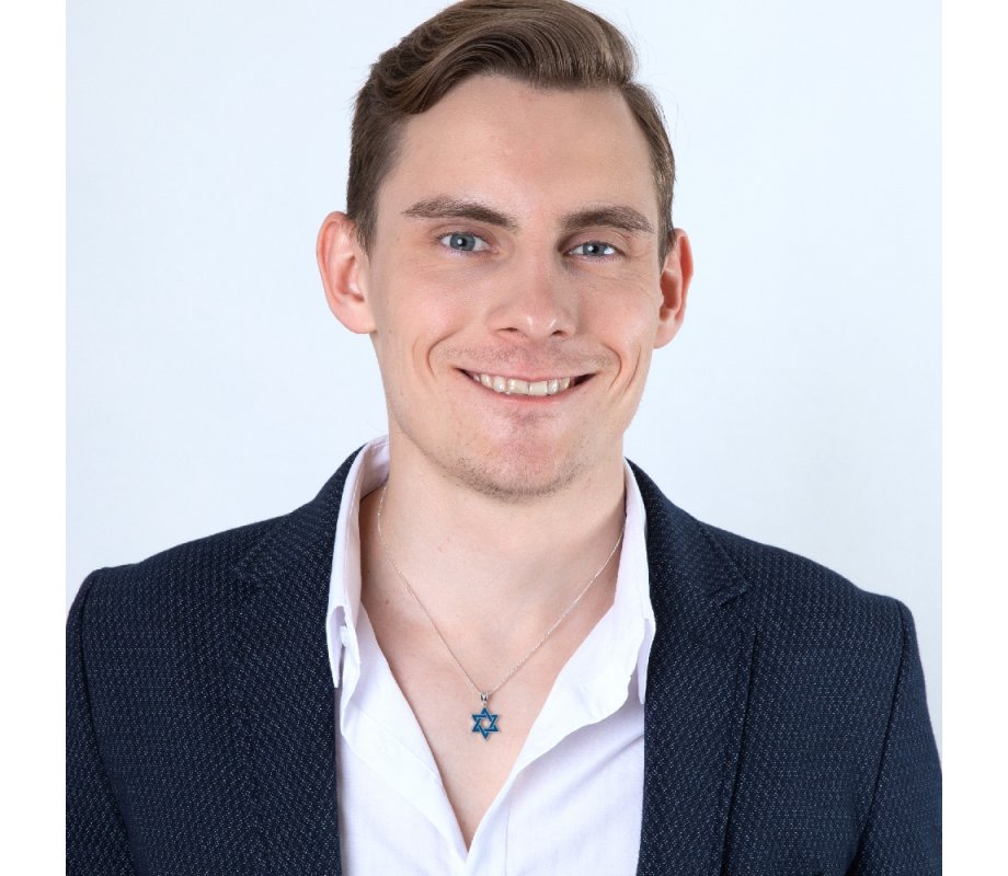 Pendant Necklace, Blue Enamel Star of David – Sterling Silver