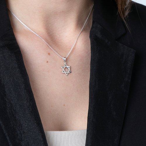 Pendant Necklace, Classic Smooth Star of David - Sterling Silver