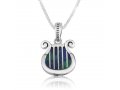 Pendant Necklace, Harp of King David on Eilat Stone - Sterling Silver