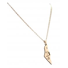 Pendant Necklace, Outline of Israel with Kohen Blessing Words  Silver Stainless Steel