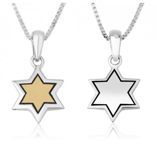 Pendant Necklace, Star of David - Sterling Silver and Gold Plate