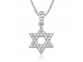 Pendant Necklace, Star of David with Zircon Crystals - Sterling Silver