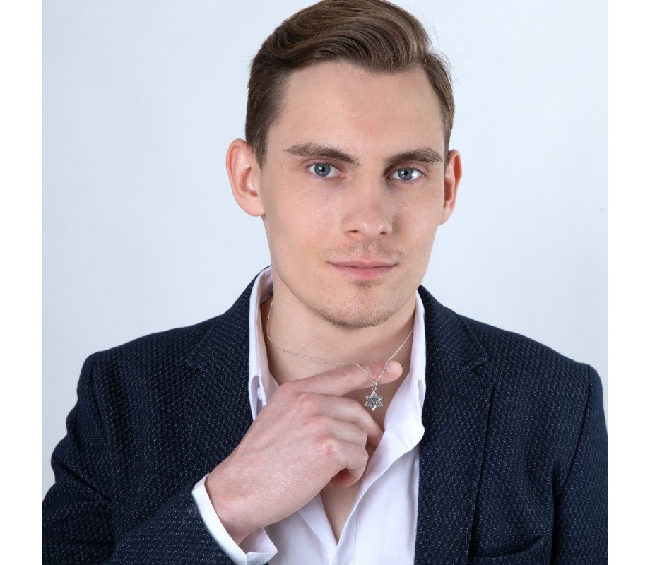 Pendant Necklace with Engraved Star of David and Chai Hebrew Letters – Sterling Silver