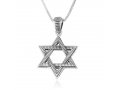 Pendant Necklace with Textured Star of David - Sterling Silver