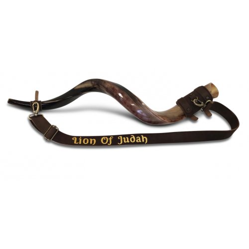 Personalized Leather Shoulder Sling with Custom Name for Carrying Kudu Horn Yemenite Shofar