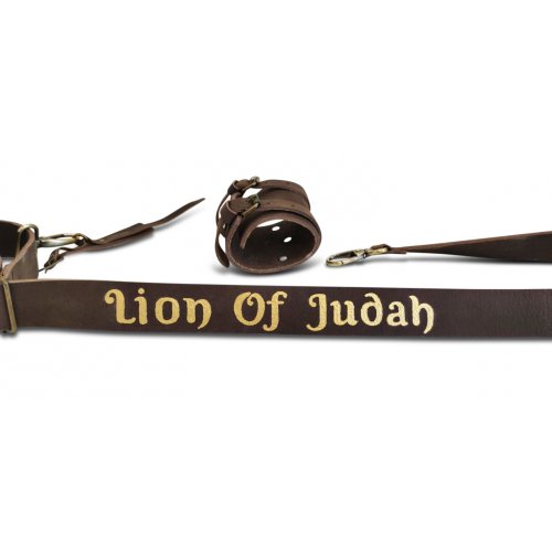 Personalized Leather Shoulder Sling with Custom Name for Carrying Kudu Horn Yemenite Shofar