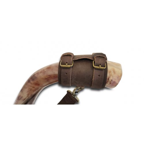 Personalized Leather Shoulder Sling with Custom Name for Carrying Kudu Horn Yemenite Shofar
