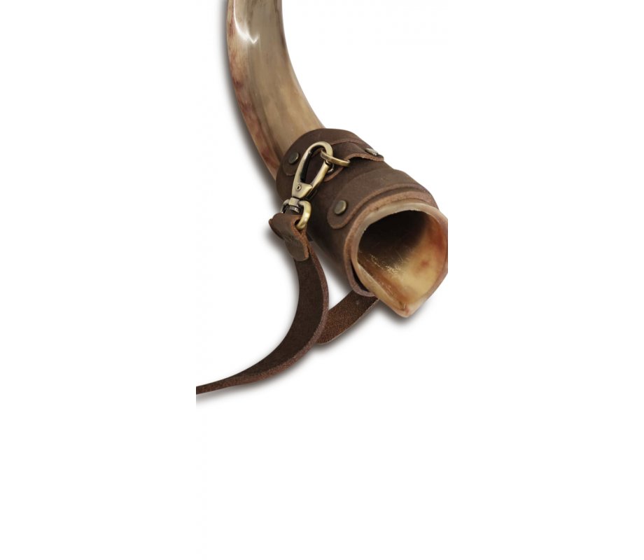 Personalized Leather Shoulder Sling with Custom Name for Carrying Kudu Horn Yemenite Shofar