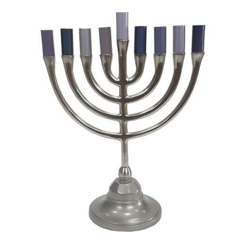 Pewter Chanukah Menorah in Traditional Style, Silver and Gray - Yair Emanuel