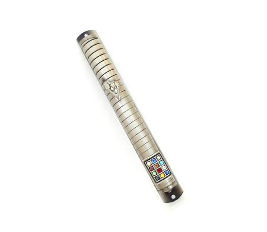 Pewter Choshen Mezuzah Case