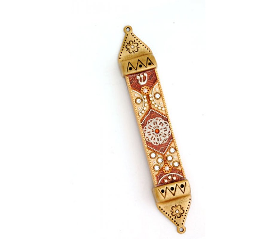 Pewter Mezuzah Case in Warm Shades by Shahaf