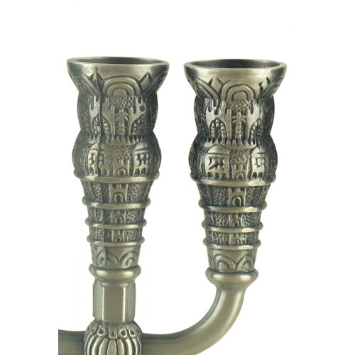 Pewter Seven Branch Menorah, Jerusalem Images - Choice 5.3