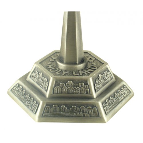 Pewter Seven Branch Menorah, Jerusalem Images - Choice 5.3