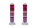 Pillar Candlesticks with Full Decorative Rings, Choice of Colors - Yair Emanuel