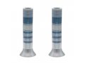 Pillar Candlesticks with Full Decorative Rings, Choice of Colors - Yair Emanuel