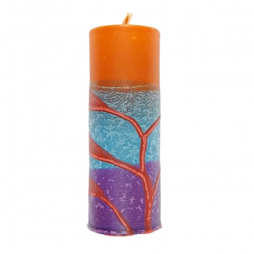 Pillar Havdalah Candle, Handmade - Orange, Blue and Purple - Size Options