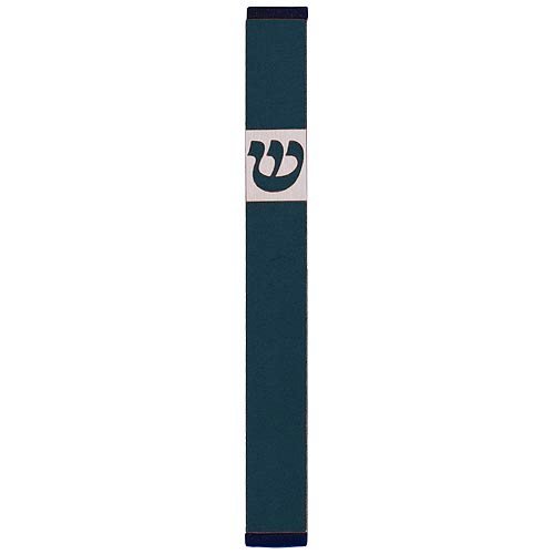 Pillar Mezuzah Case with Curving Shin, Dark Colors at 5 Inches Height - Agayof