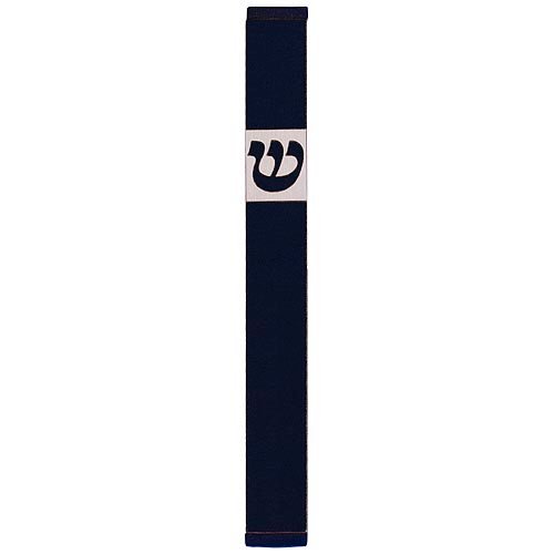 Pillar Mezuzah Case with Curving Shin, Dark Colors at 5 Inches Height - Agayof