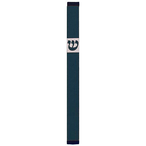 Pillar Mezuzah Case with Curving Shin, Dark Colors at 7 Inches Height - Agayof