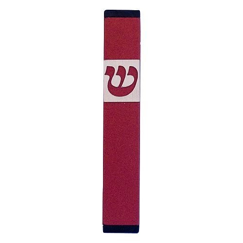 Pillar Mezuzah Case with Curving Shin in Dark Colors at 4 Inches Height - Agayof