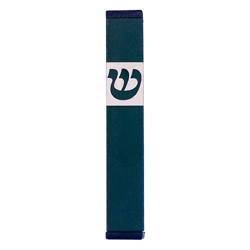 Pillar Mezuzah Case with Curving Shin in Dark Colors at 4 Inches Height - Agayof