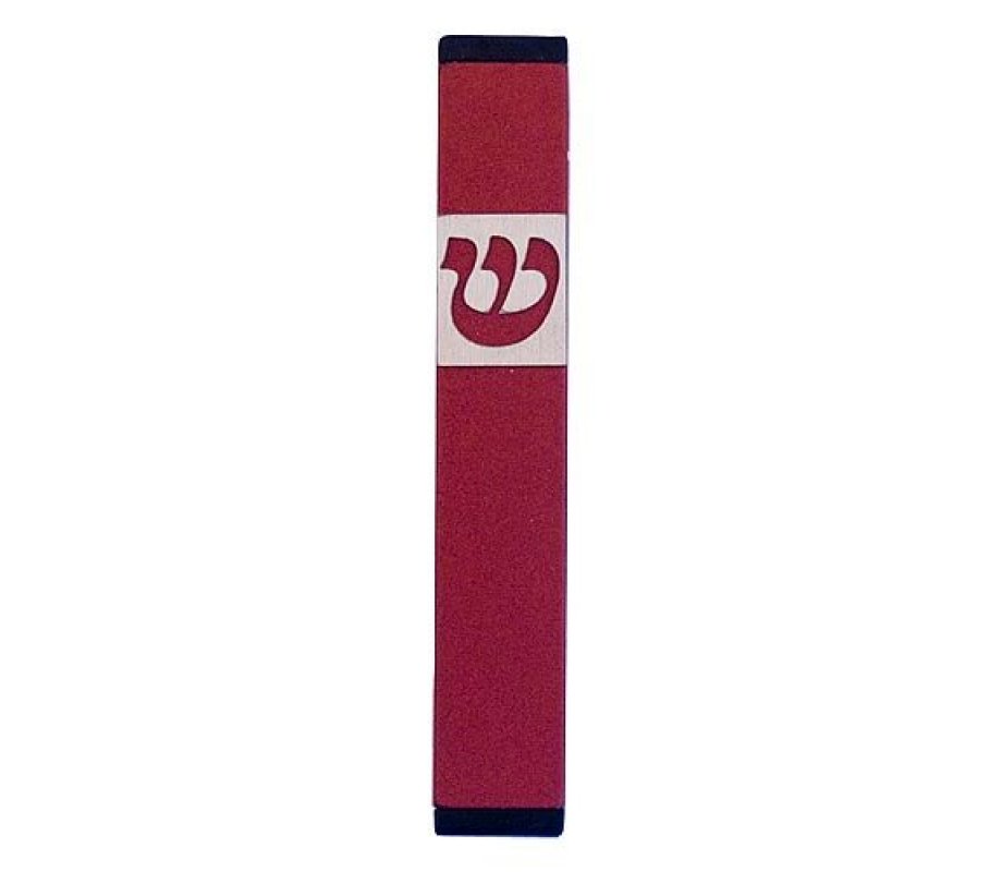 Pillar Mezuzah Case with Curving Shin in Dark Colors at 4 Inches Height - Agayof