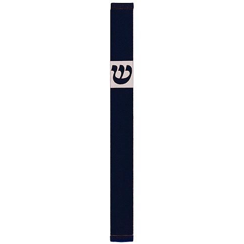 Pillar Mezuzah Case with Curving Shin in Dark Colors, at 6 Inches Height - Agayof