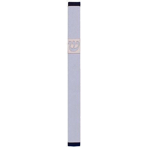 Pillar Mezuzah Case with Curving Shin in Light Colors, 7 Inches Height - Agayof