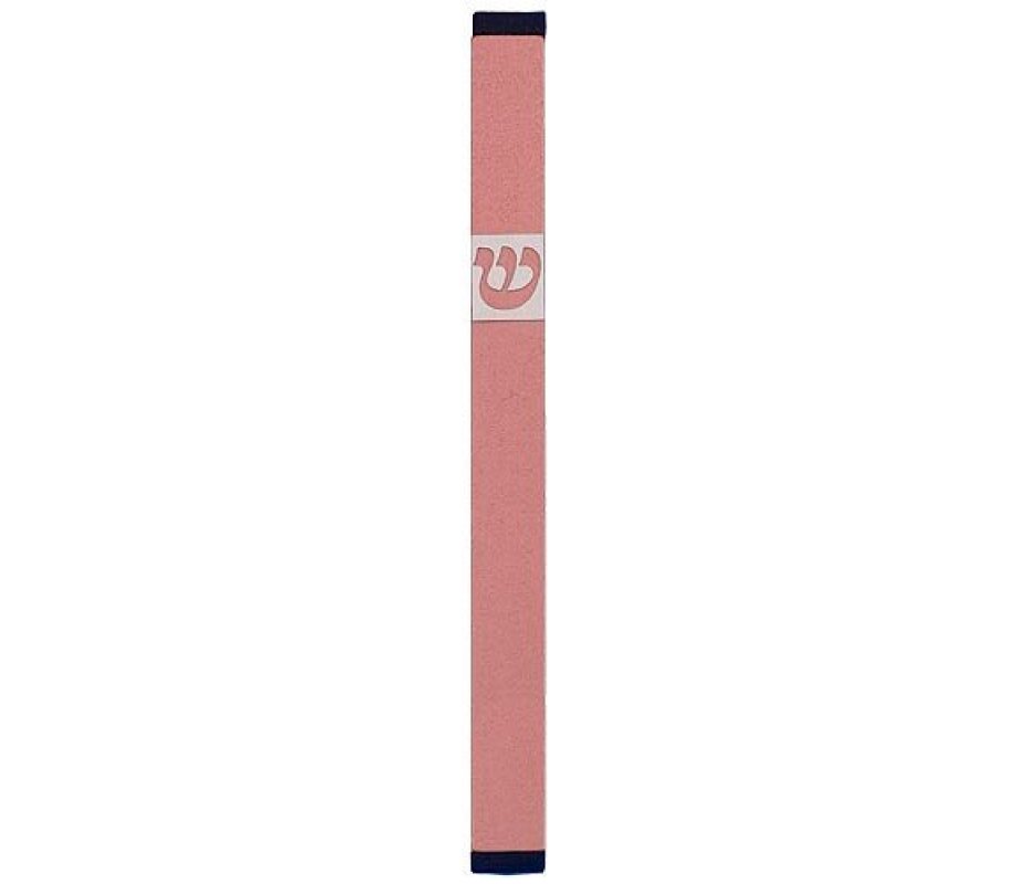 Pillar Mezuzah Case with Curving Shin in Light Colors, 7 Inches Height - Agayof