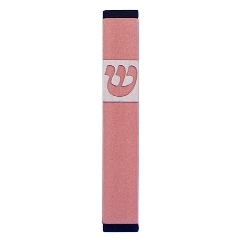Pillar Mezuzah Case with Curving Shin, in Light Colors at 4 Inches Height - Agayof