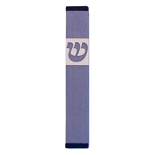 Pillar Mezuzah Case with Curving Shin, in Light Colors at 4 Inches Height - Agayof